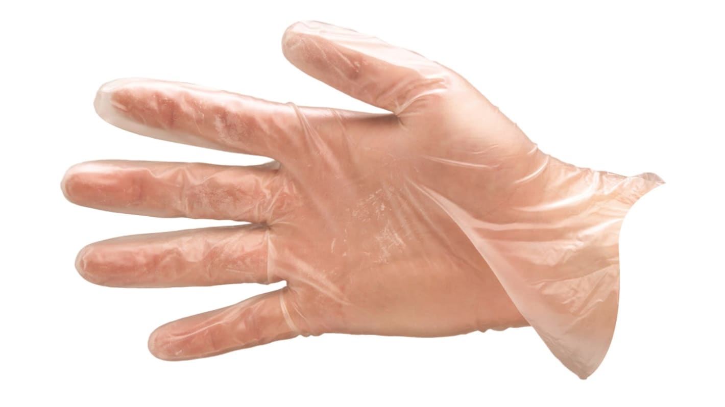 Pro-Val Eco Clear Clear Powder-Free PVC Disposable Gloves, Size M, 100 per Pack
