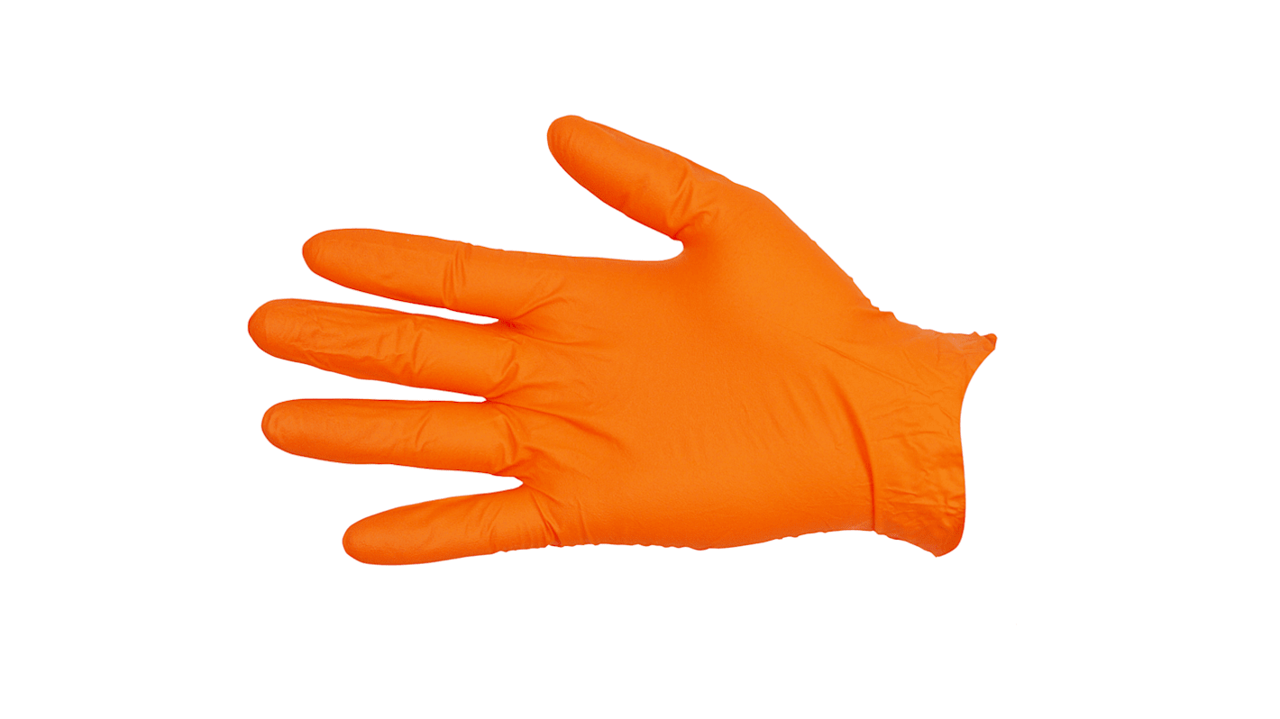 Pro-Val Nitrile Orange PF Orange Powder-Free Nitrile Rubber Disposable Gloves, 100 per Pack