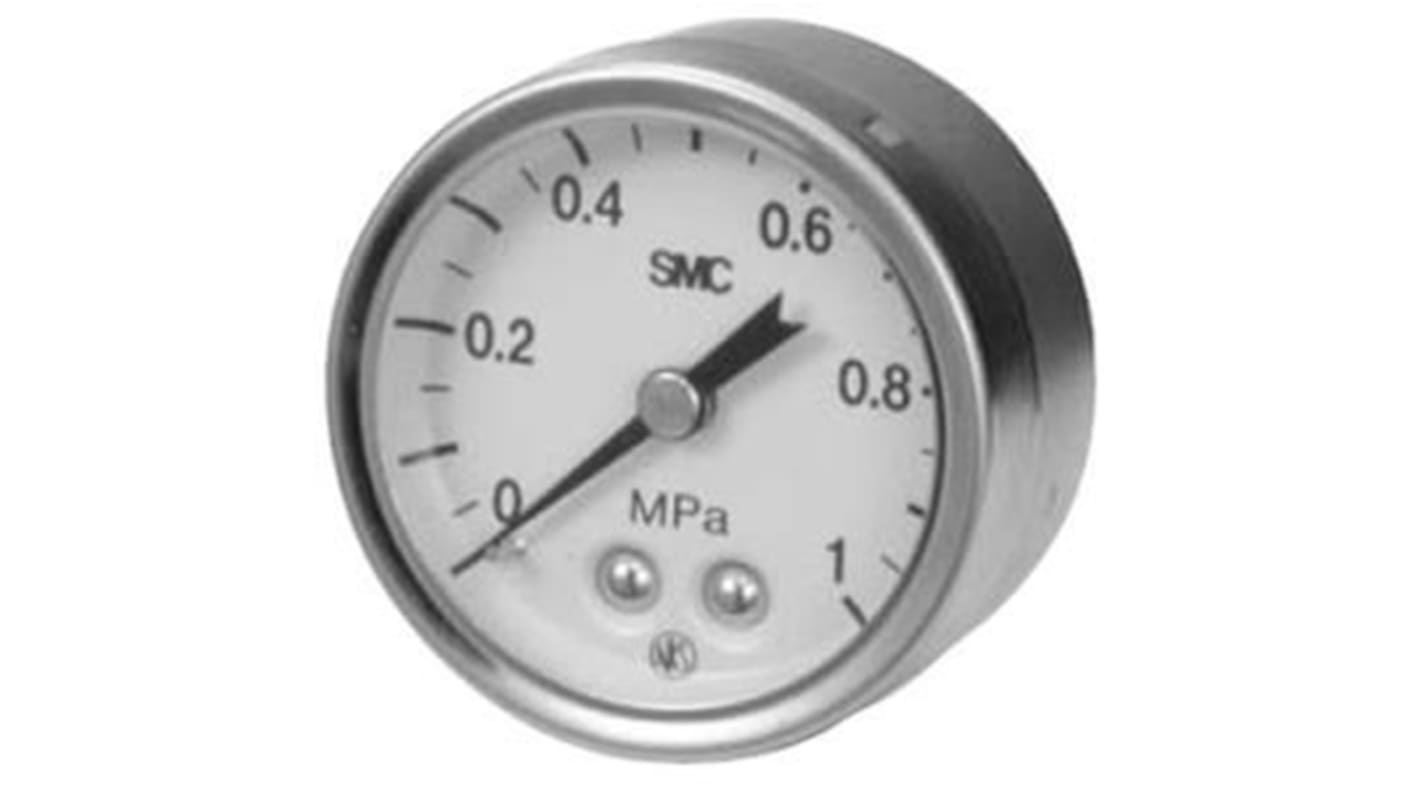 SMC R 1/8 Analogue Pressure Gauge 2bar Back Entry 43mm Outside Diameter