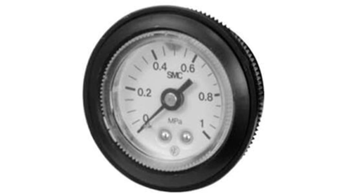 SMC R 1/4 Analogue Pressure Gauge 10bar Back Entry, G46-10-02, 0bar min.