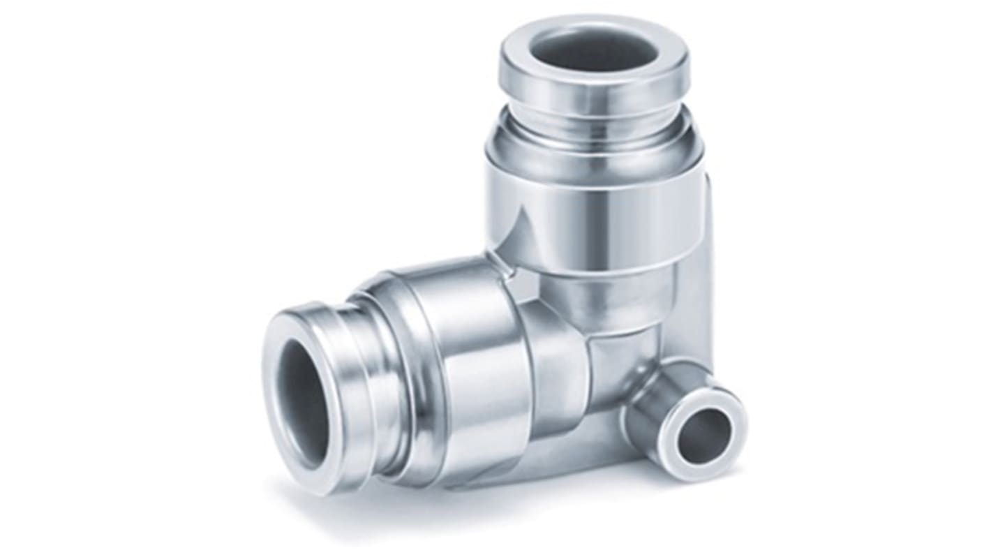 SMC KQG2 Series Elbow Fitting, Push In 10 mm to Push In 10 mm, Tube-to-Tube Connection Style