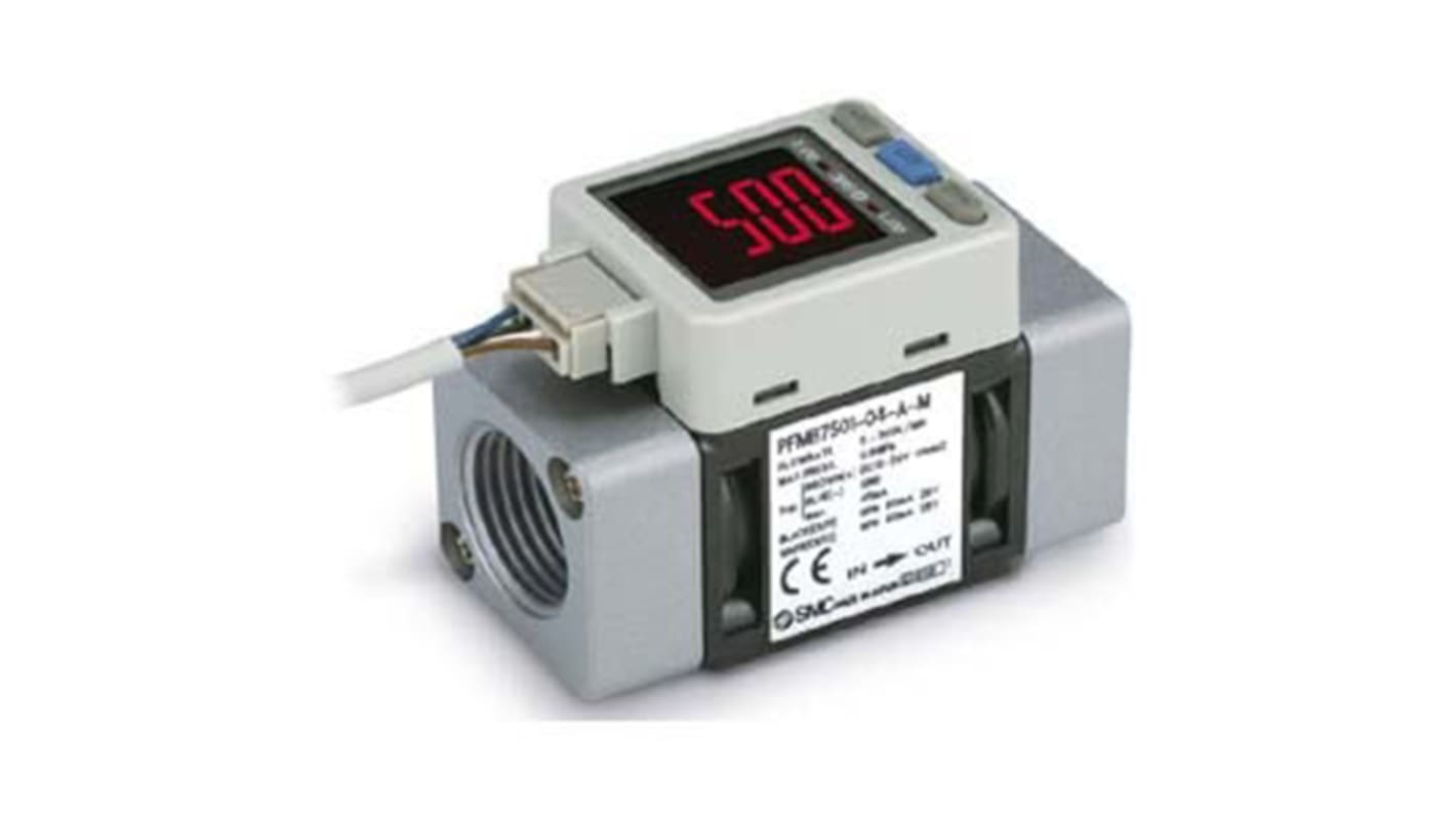 SMC Flow Controller, 1000 L/min, PNP Open Collector Output, 12 → 24 V