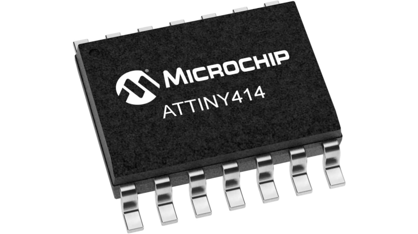 Microchip tinyAVR单片机, AVR内核, 14针, SOIC, 最大14MHz, 4 kB 闪存