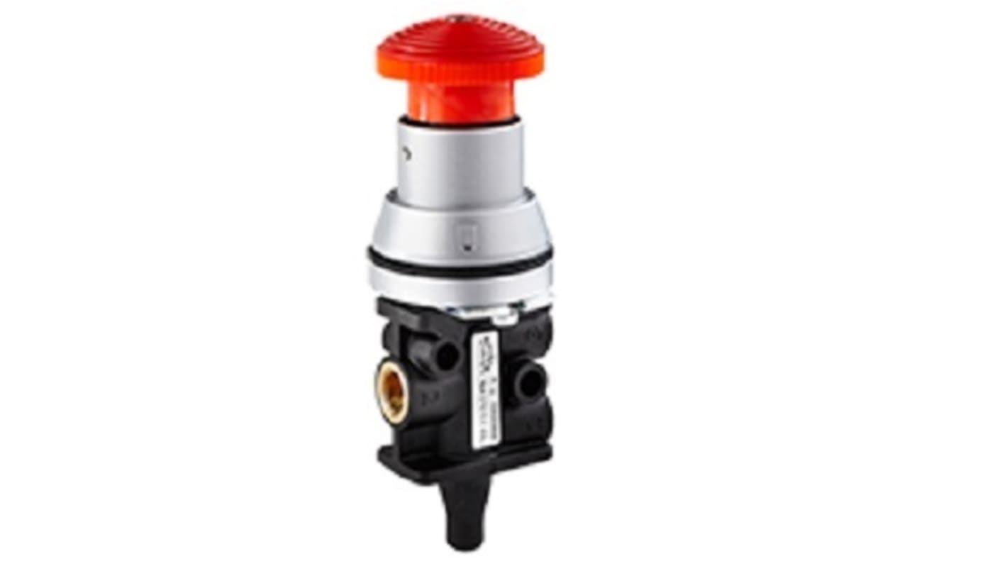 RS PRO Emergency Stop 3/2 Pneumatic Manual Control Valve super X manual 3/2 valve Series, G 1/8, 1/8in, III B