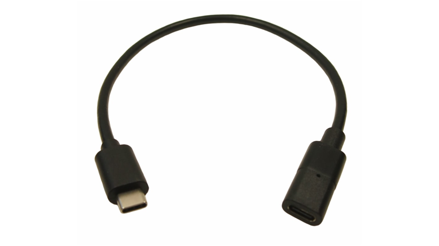RS PRO USB 3.1, Male USB C to Female USB C, 300mm