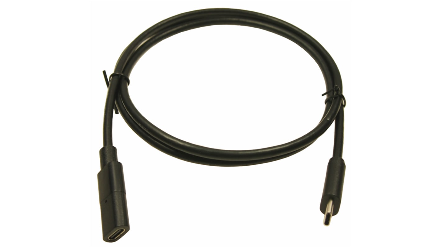 RS PRO USB 3.1, Male USB C to Female USB C, 1m