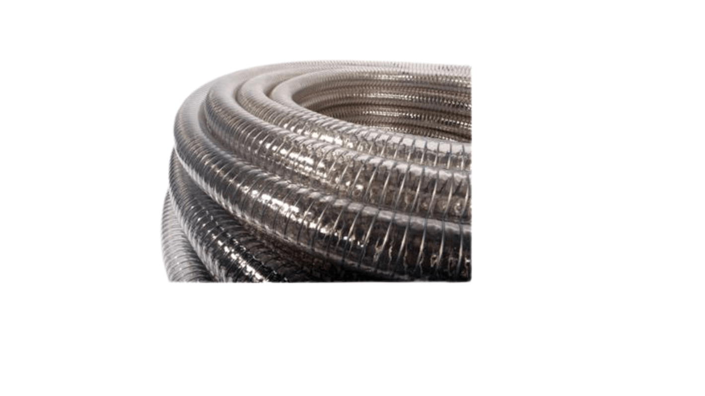 RS PRO PVC, Hose Pipe, 20mm ID, 26.5mm OD, Clear, 5m