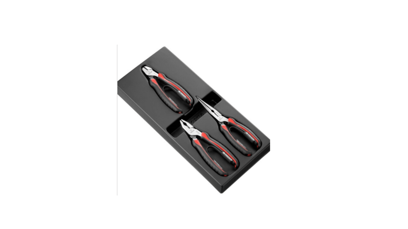 Facom 3-Piece Plier Set, Straight Tip, 160 mm, 185 mm, 200 mm Overall