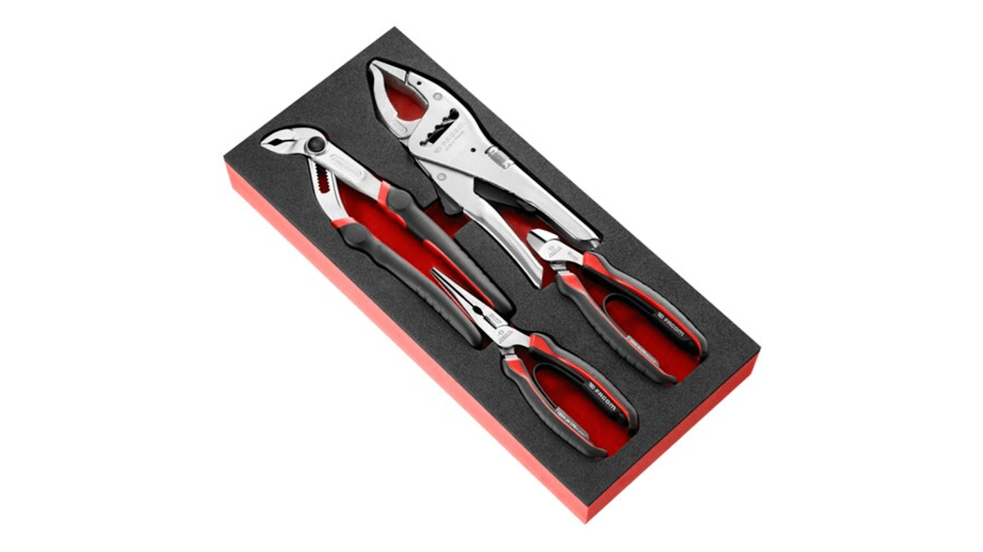 Facom 4-Piece Plier Set, Straight Tip, 160 mm, 200 mm Overall
