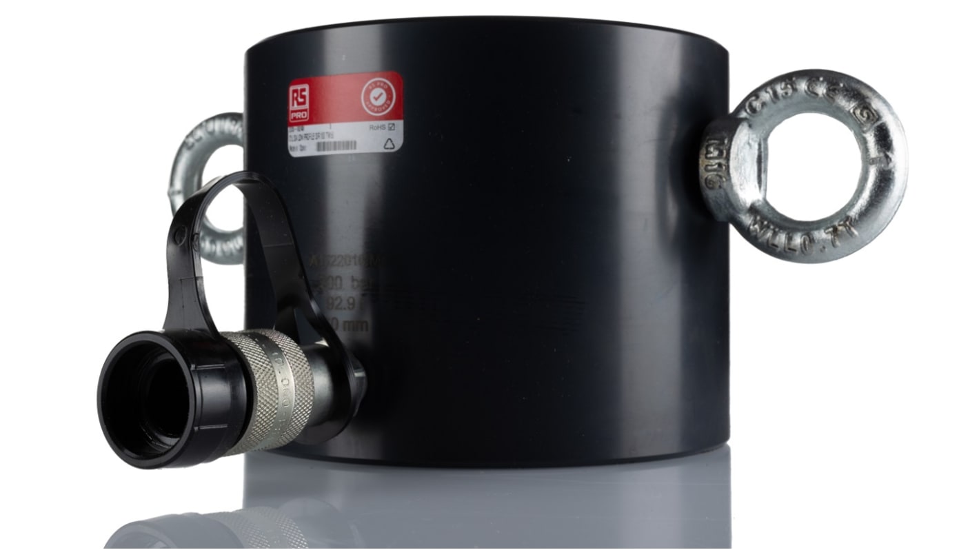 RS PRO Single, Portable Low Height Hydraulic Cylinder, 100t, 60mm stroke