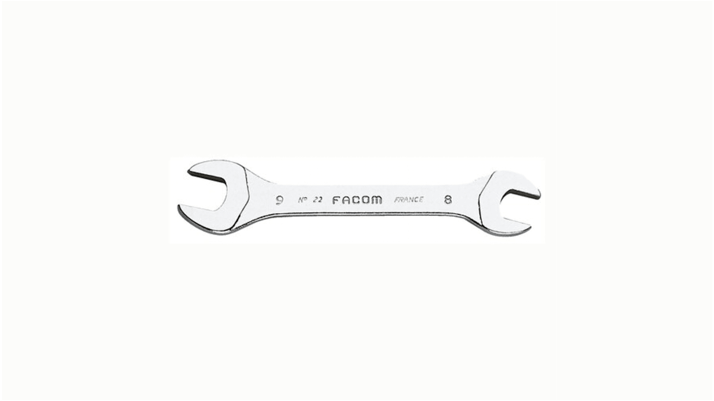 Facom Open Ended Spanner, 10mm, Metric, Double Ended, 100 mm Overall
