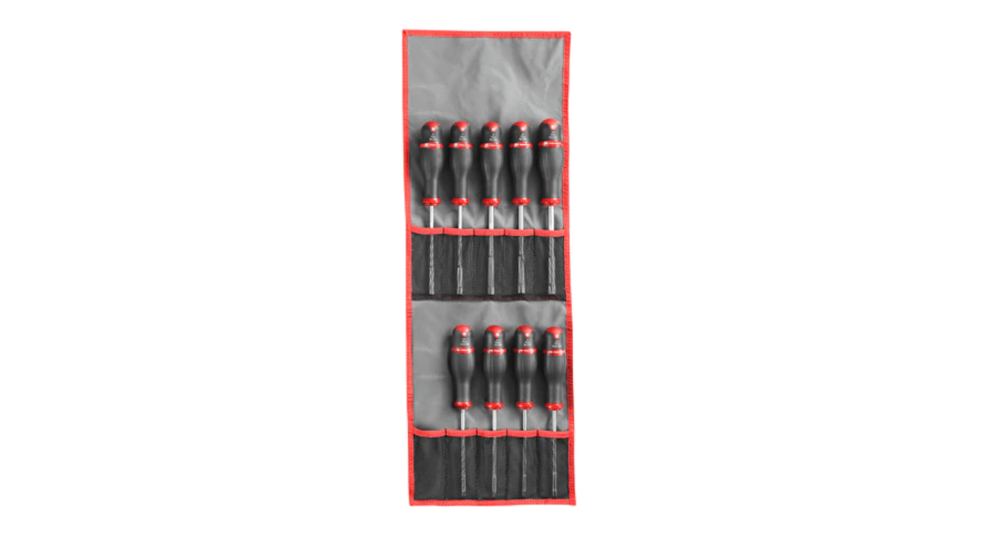Facom Hexagon Nut Driver Set, 3.2 mm, 4 mm, 5.5 mm, 5 mm, 6 mm, 7 mm, 8 mm, 9 mm, 10 mm Tip, 125 mm Blade, 245 mm, 250