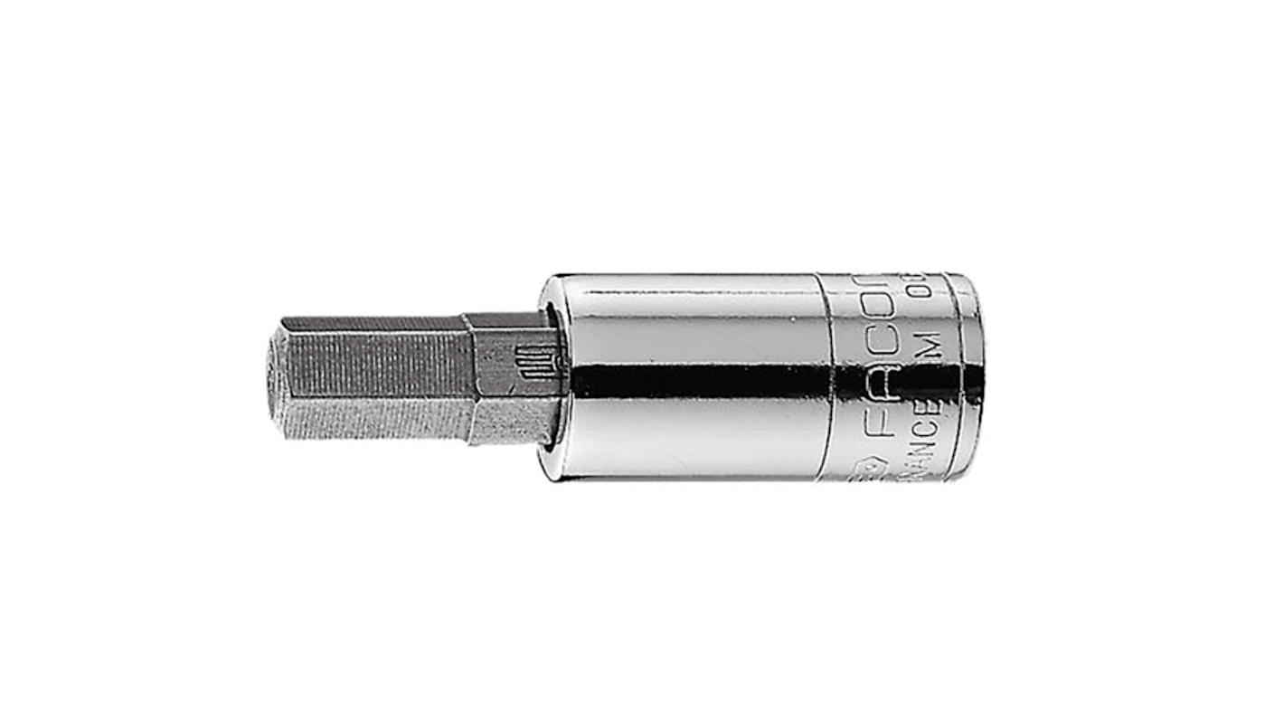 Facom 1/4 in Drive Bit Socket, Hex Bit, 8mm, 37 mm Overall Length