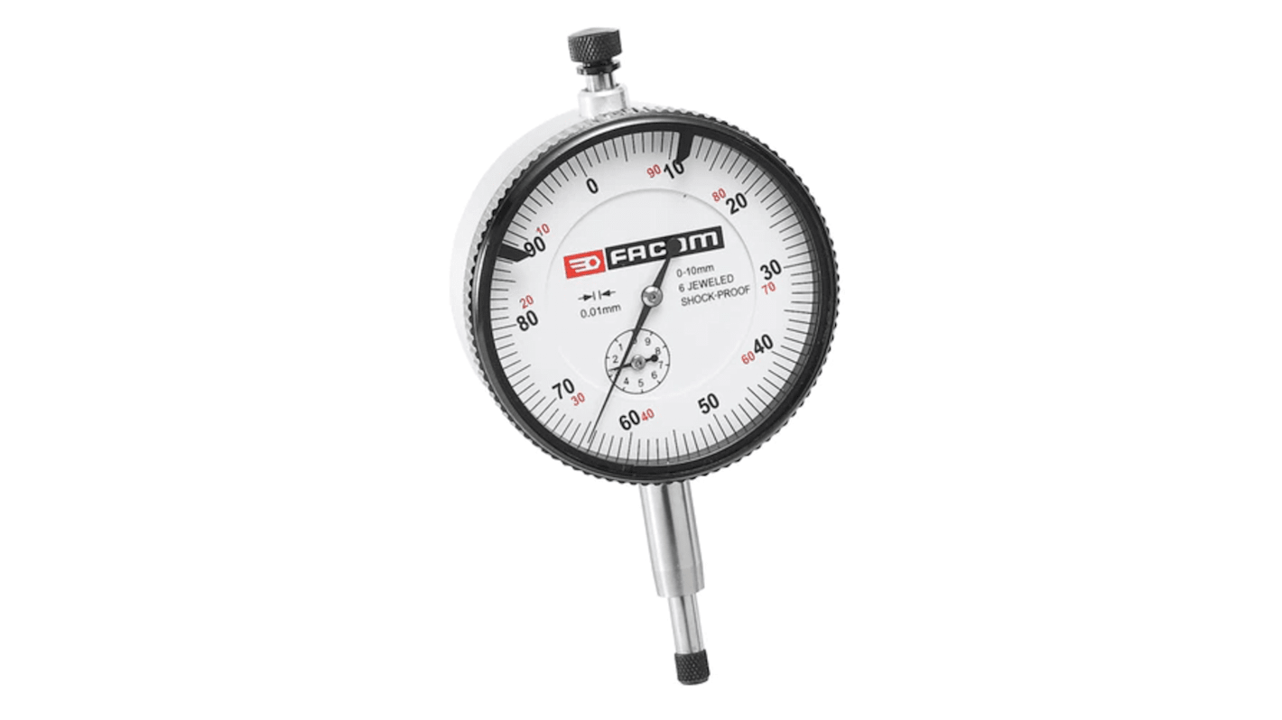 Facom 812B.AC Dial Indicator, 0 → 10 mm Measurement Range, 0.01 mm Accuracy