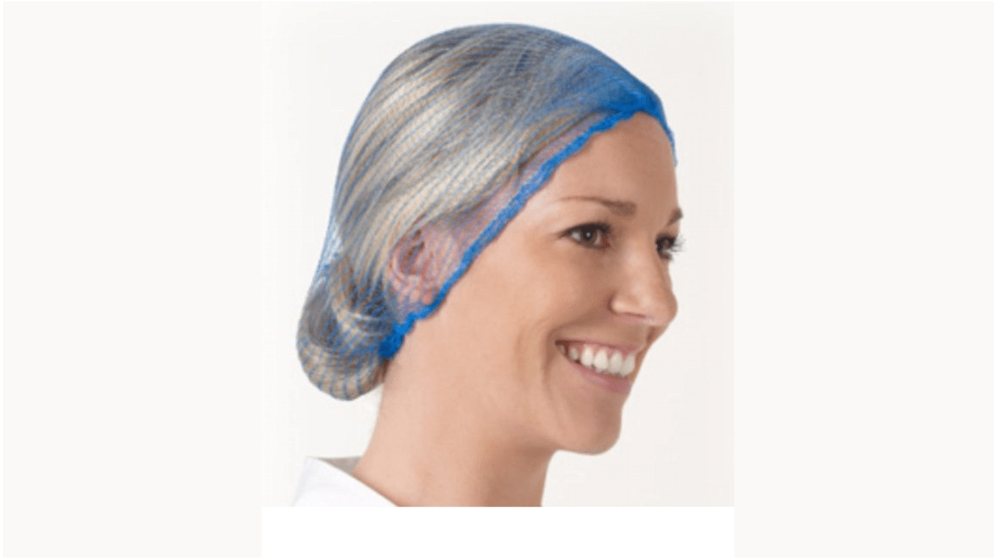 Hairtite Blue Disposable Hair Net for Food Industry Use, One-Size, Hair Net Type, Metal Detectable
