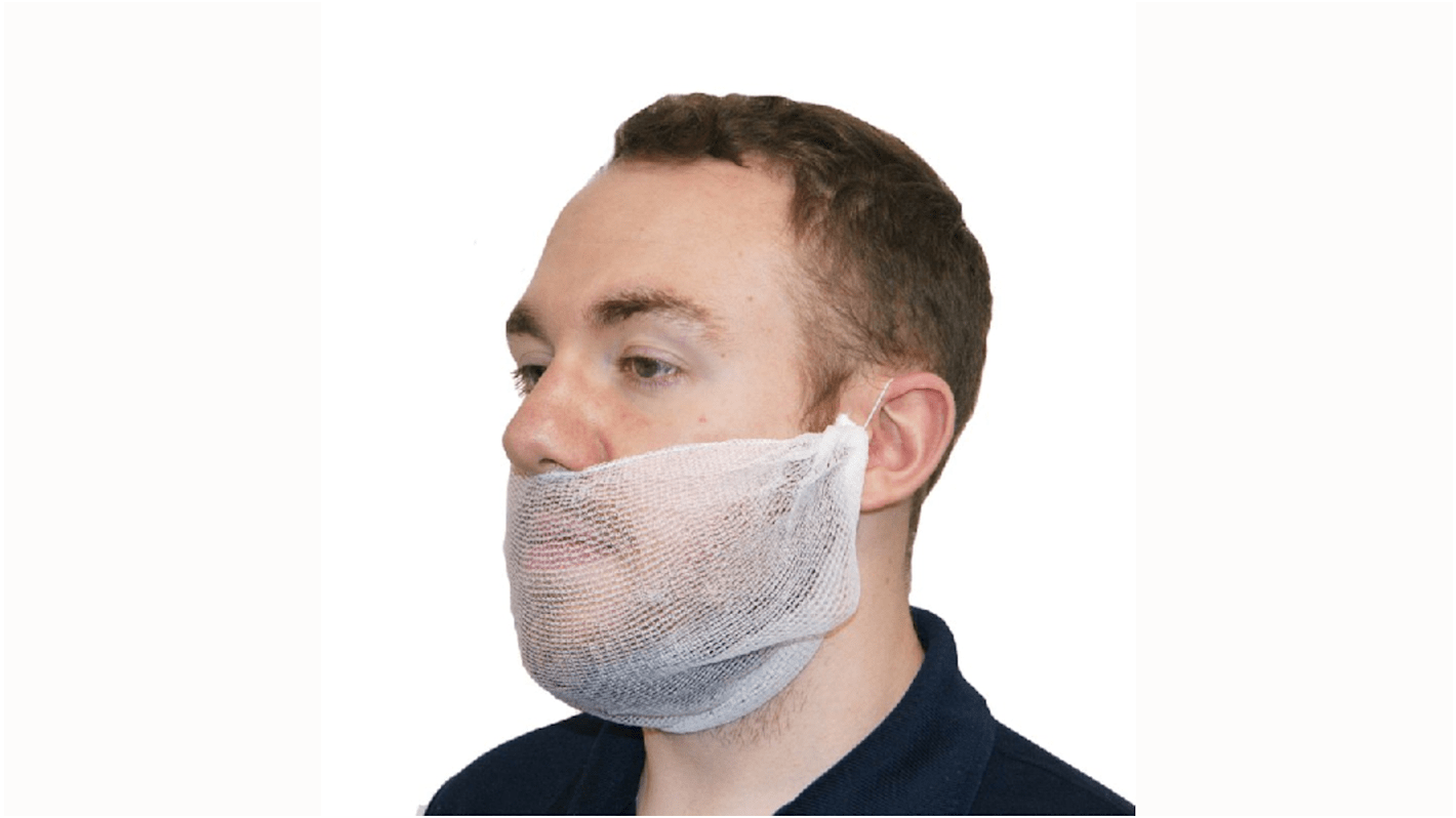 Hairtite White Disposable Beard Mask for Food Industry Use, One-Size, Beard Mask Type, Metal Detectable