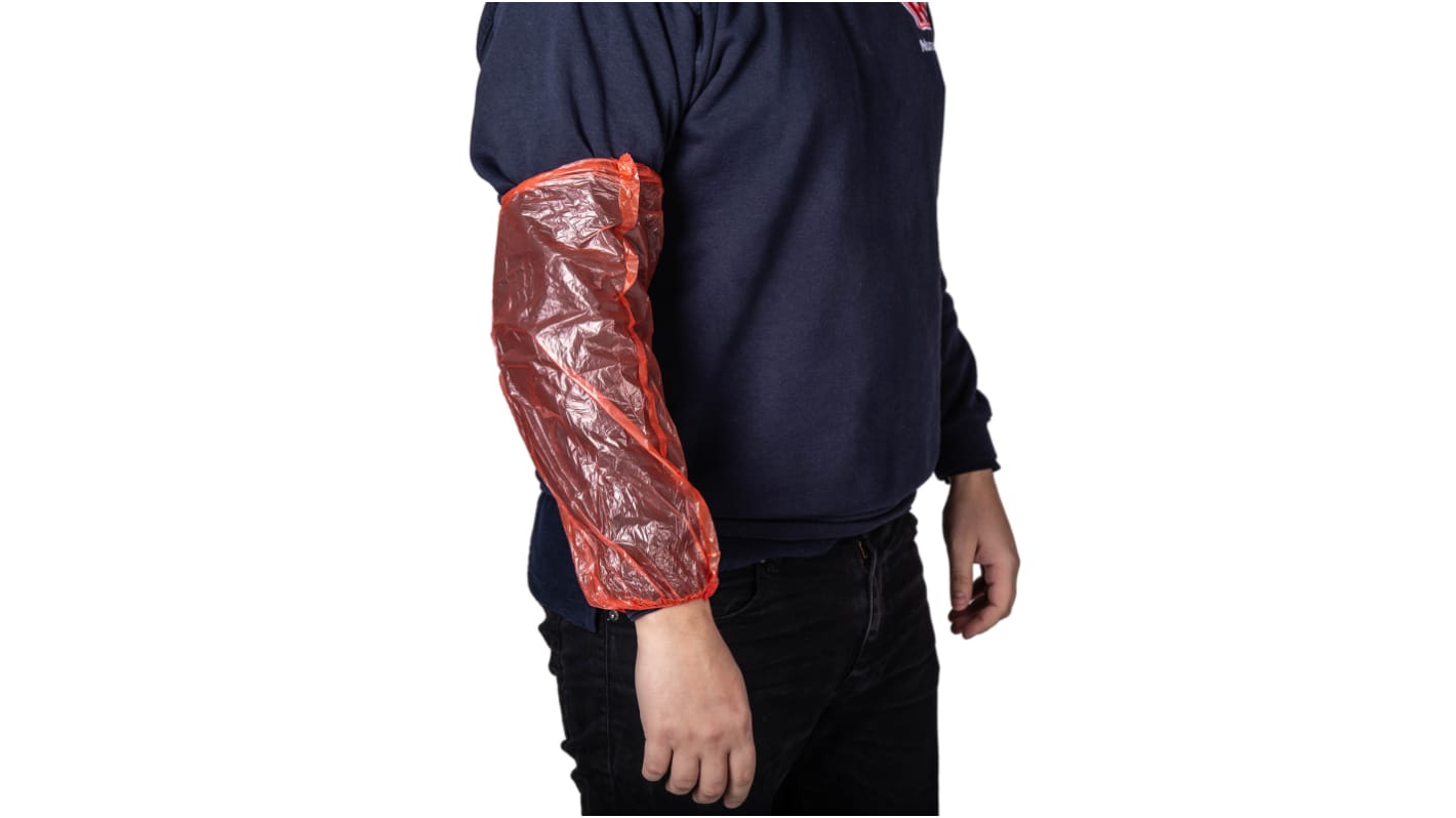 RS PRO Red Disposable Polythene Arm Protector for Liquid Splash Protection Use, 400mm Length