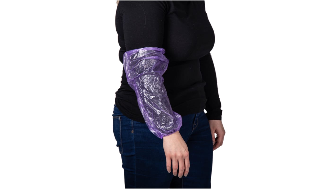 RS PRO Purple Disposable Polythene Arm Protector for Liquid Splash Protection Use, 400mm Length