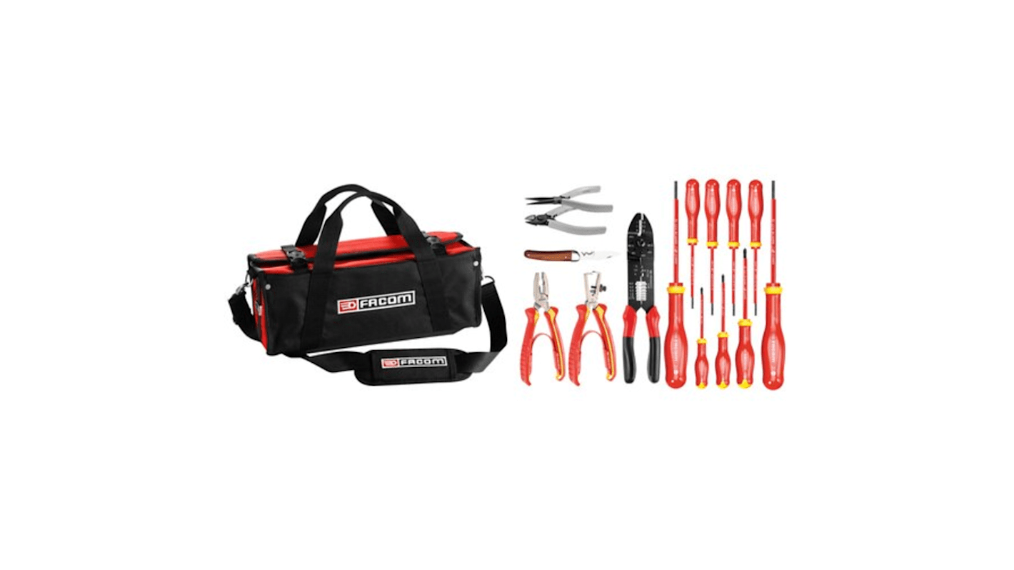 Facom 15 Piece Electricians Tool Kit with Bag