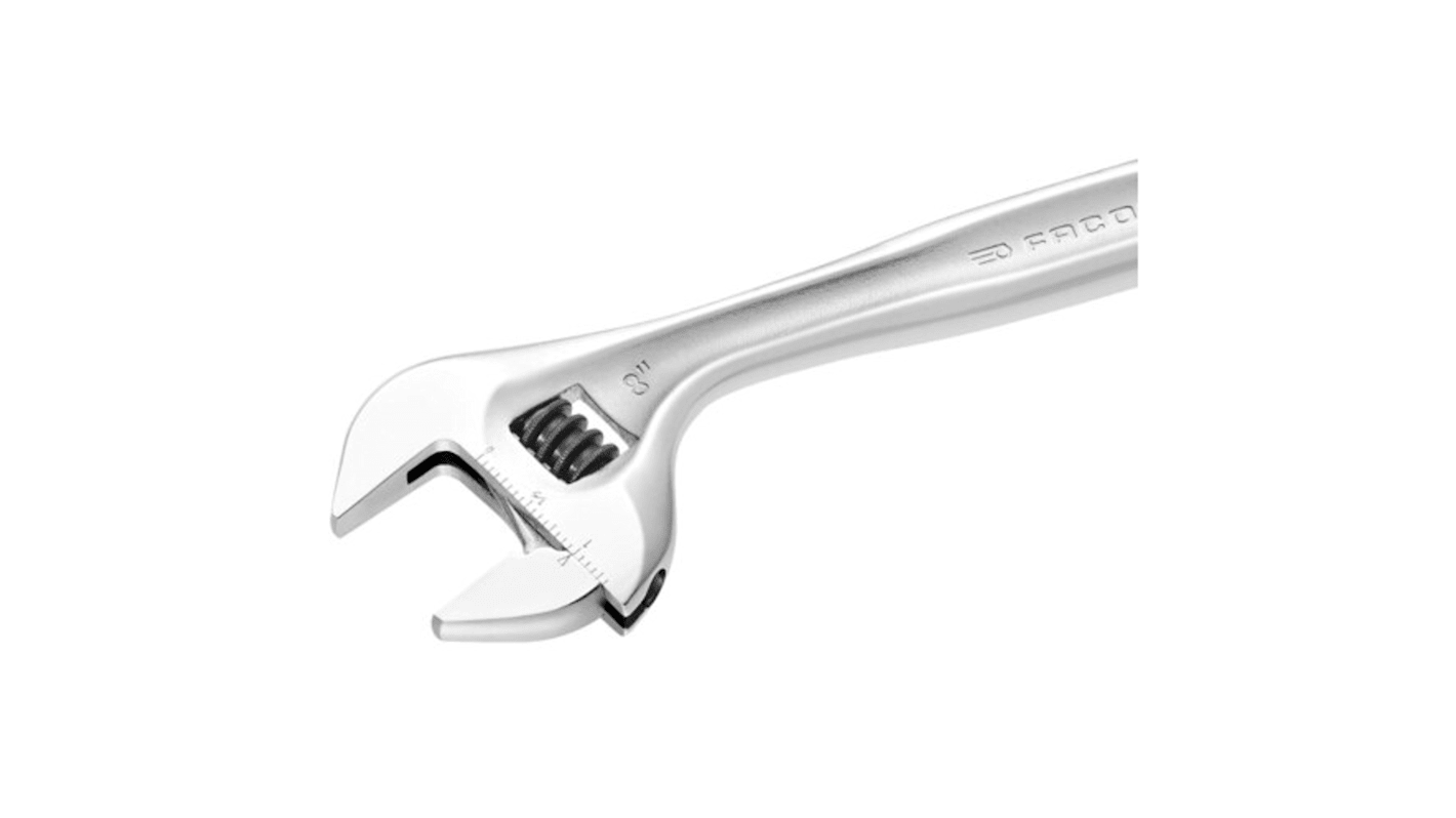 Facom Adjustable Spanner, 110 mm Overall, 17mm Jaw Capacity, Metal Handle