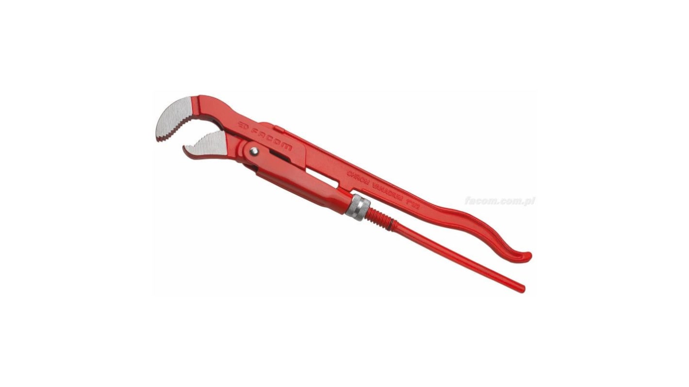 Facom Pipe Wrench, 450 mm Overall, 49mm Jaw Capacity, Metal Handle