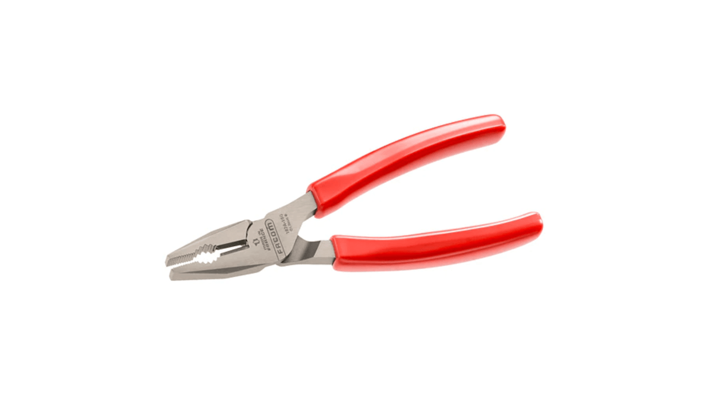 Facom Combination Pliers, 185 mm Overall, Flat Tip
