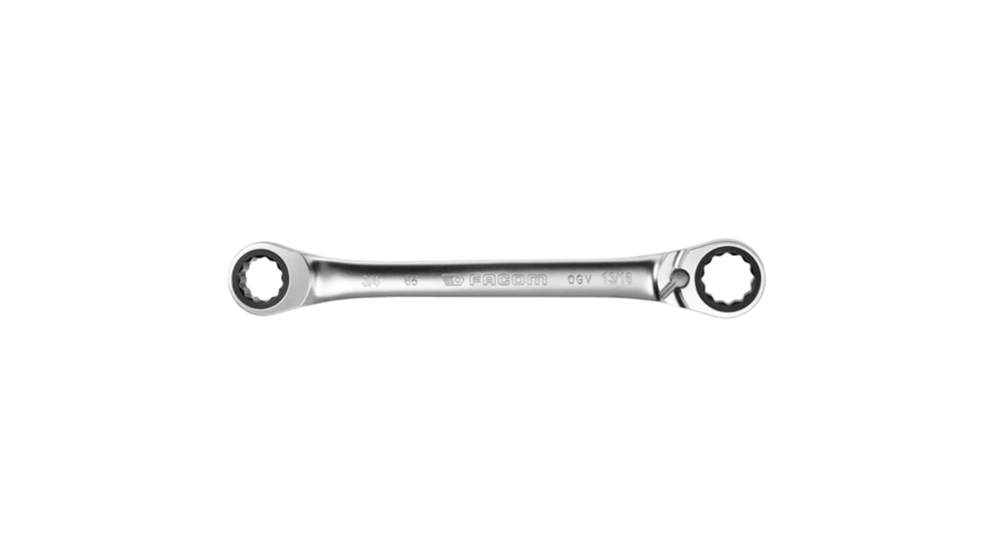 Facom Ratchet Ring Spanner, 1/2in, Imperial, Double Ended, 180 mm Overall