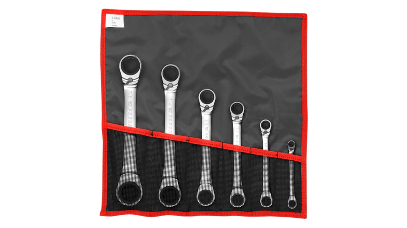 Facom 6-Piece Ring Spanner Set, 1/4 x 5/16 → 7/8 x 15/16 in