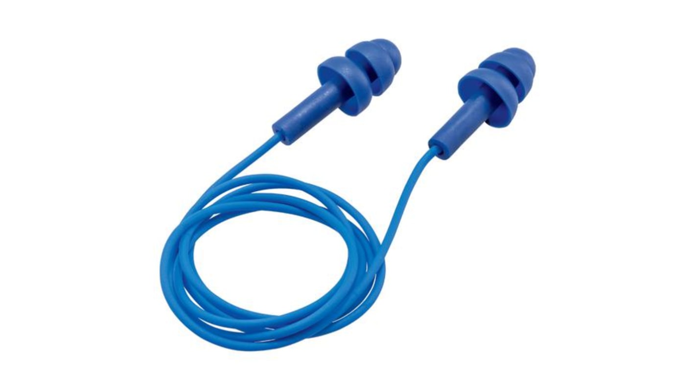 uvex uvex whisper Series Blue Reusable Corded Ear Plugs, 27dB Rated, 50 Pairs