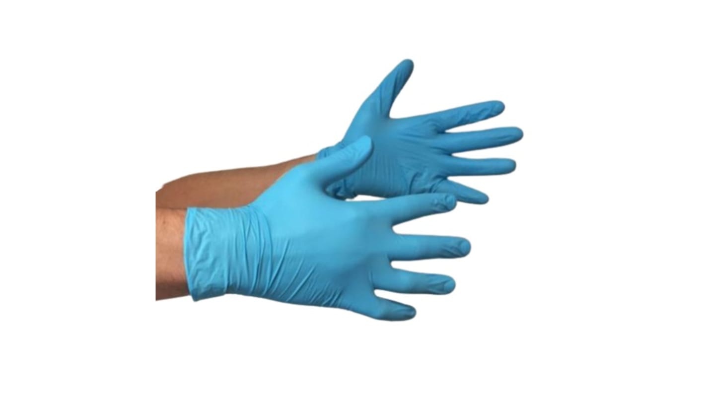 Reldeen Chemikalien Einweghandschuhe aus Nitril puderfrei, lebensmittelecht blau, EN374 Größe L