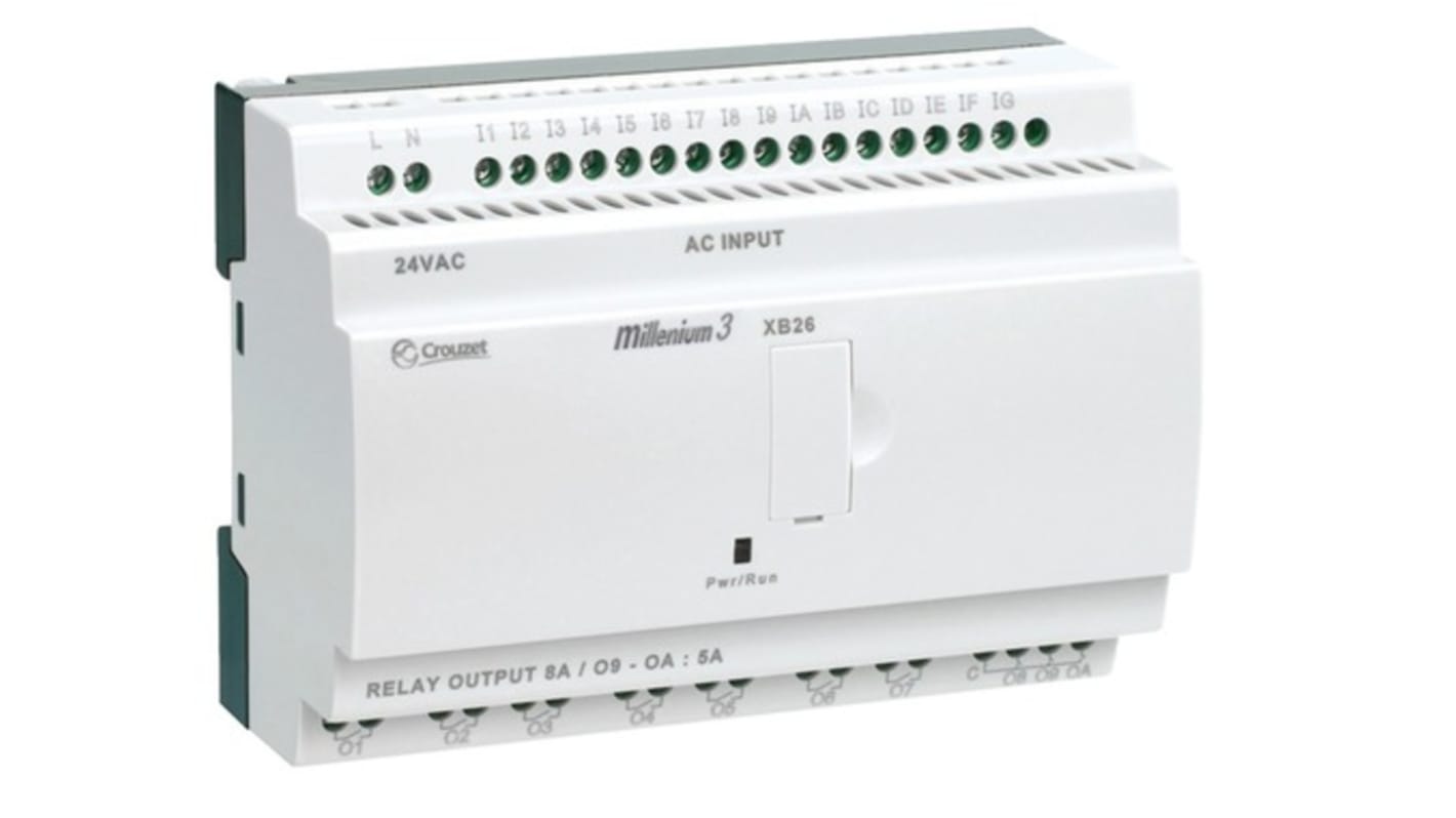 Crouzet Millenium 3 Series Logic Controller, Relay Output, 16-Input, Analog, Digital Input