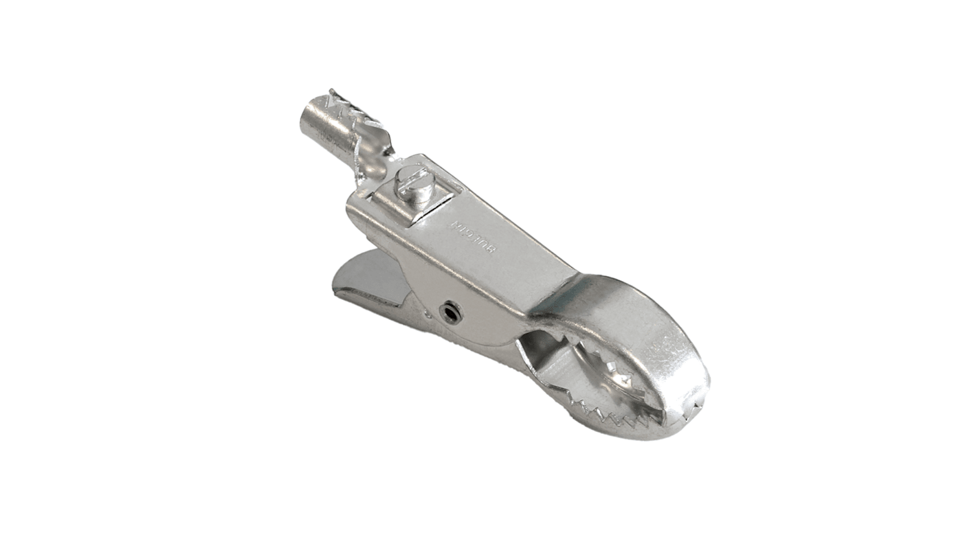 Bulgin Crocodile Clip, Tin Plated Steel Contact, 25A, Silver