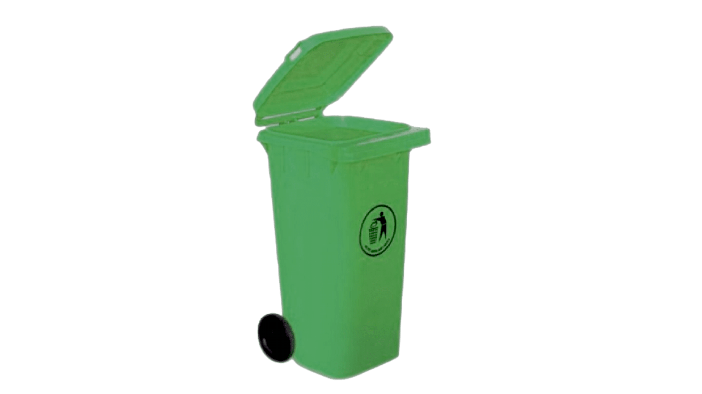 Cubo de basura RS PRO Verde de 120L de Polipropileno