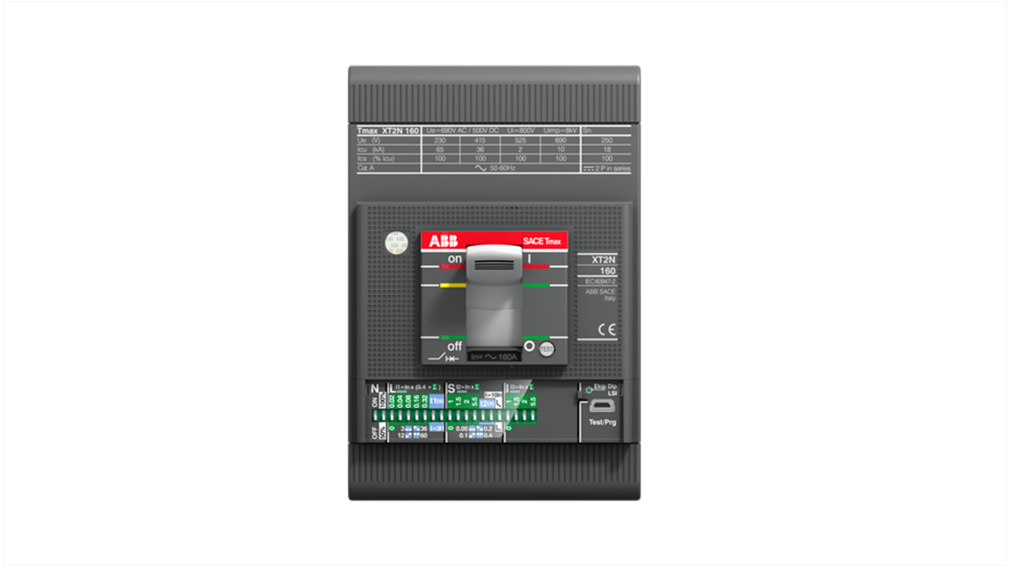 Interruttore magnetotermico scatolato 1SDA067974R1 XT2V 160 Ekip LS/I 100A FF, 3, 100A, Fissa