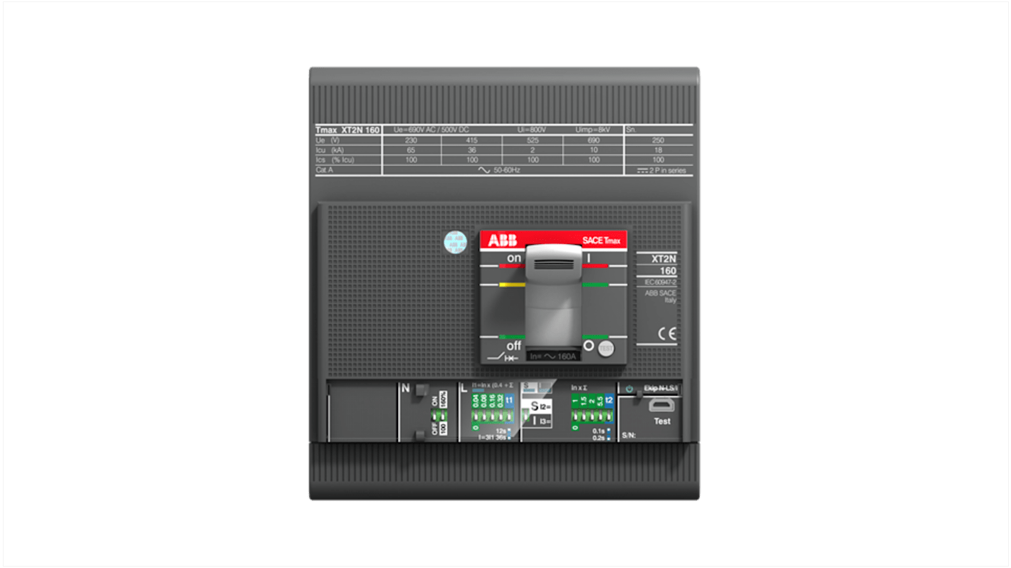 Interruttore magnetotermico scatolato 1SDA068013R1 XT2V 160 Ekip I 100A FF, 4, 100A, Fissa