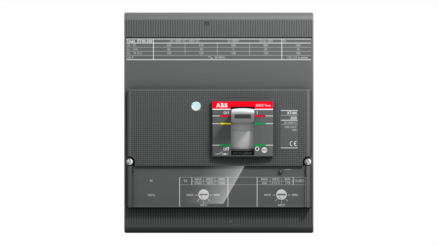 Interruttore magnetotermico scatolato 1SDA068104R1 XT4N 250 TMA 200A 3P+N FF, 4, 200A, Fissa
