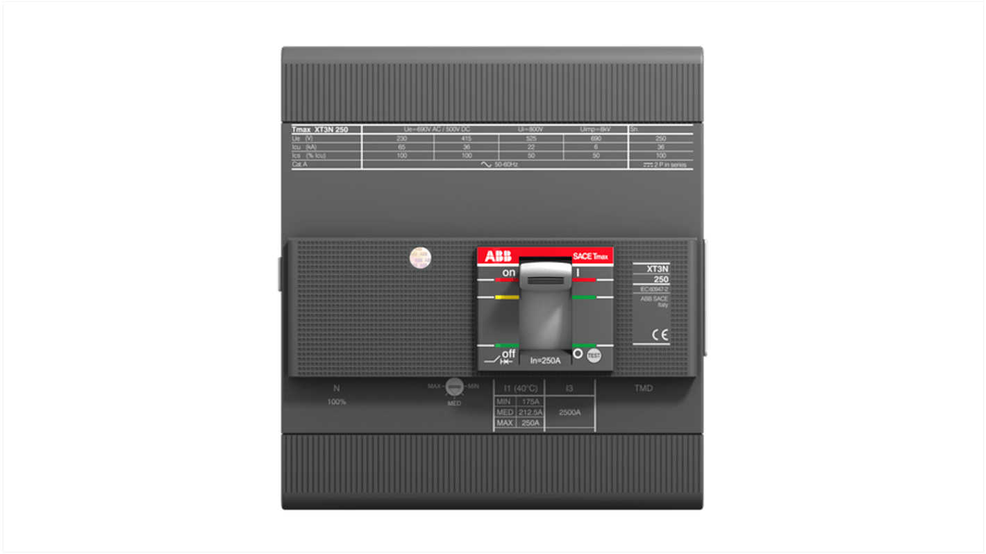 Interruttore magnetotermico scatolato 1SDA068227R1 XT3S 250 TMD 200A 3P+N FF, 4, 200A, Fissa