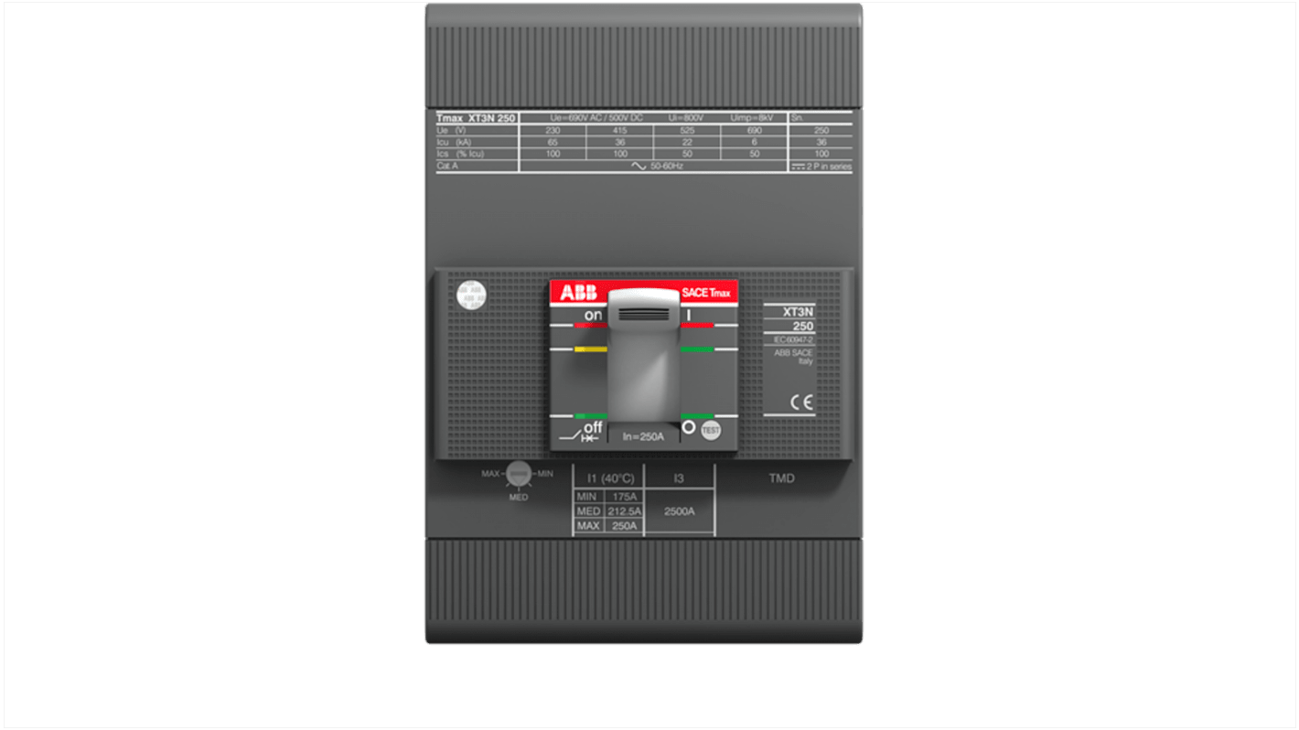 Interruttore magnetotermico scatolato 1SDA068268R1 XT3S 250 TMG 125A FF, 3, 125A, Fissa