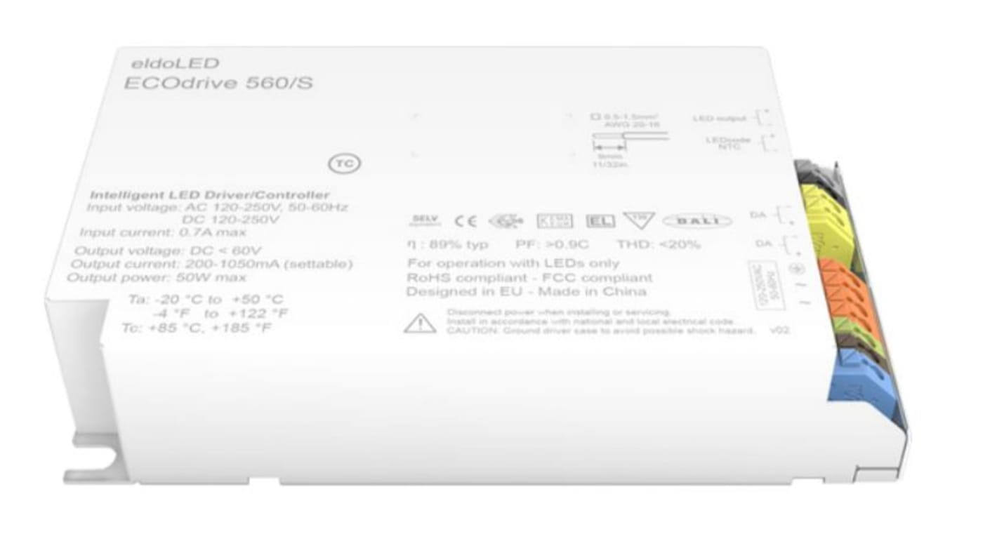 eldoLED LED-Treiber 120 → 250 V LED-Treiber, Ausgang 2 → 55V / 150 → 1400mA, Dimmbar Konstantstrom