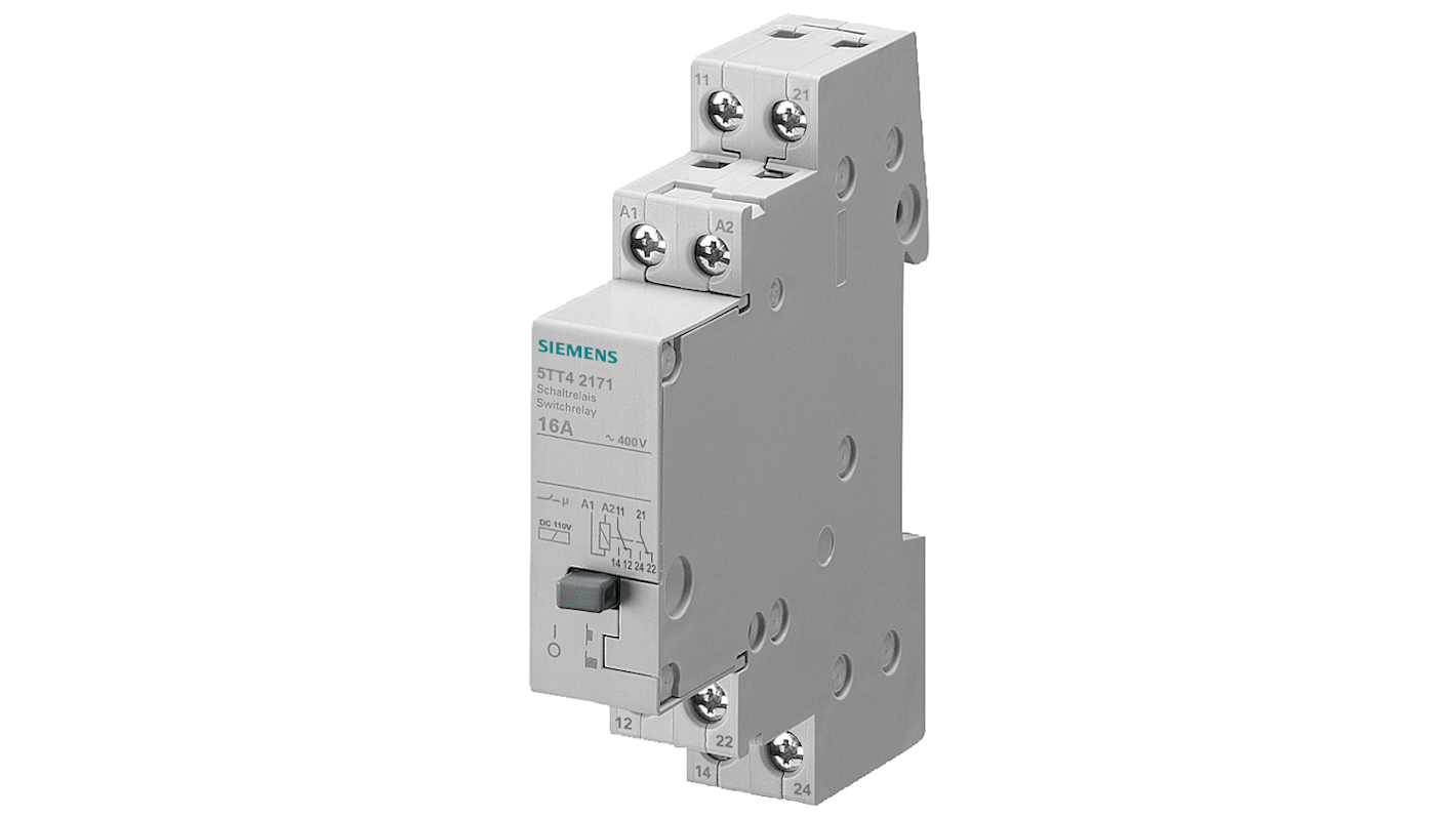 Siemens DIN Rail Relay, 110V ac Coil, 16A Switching Current, DPDT