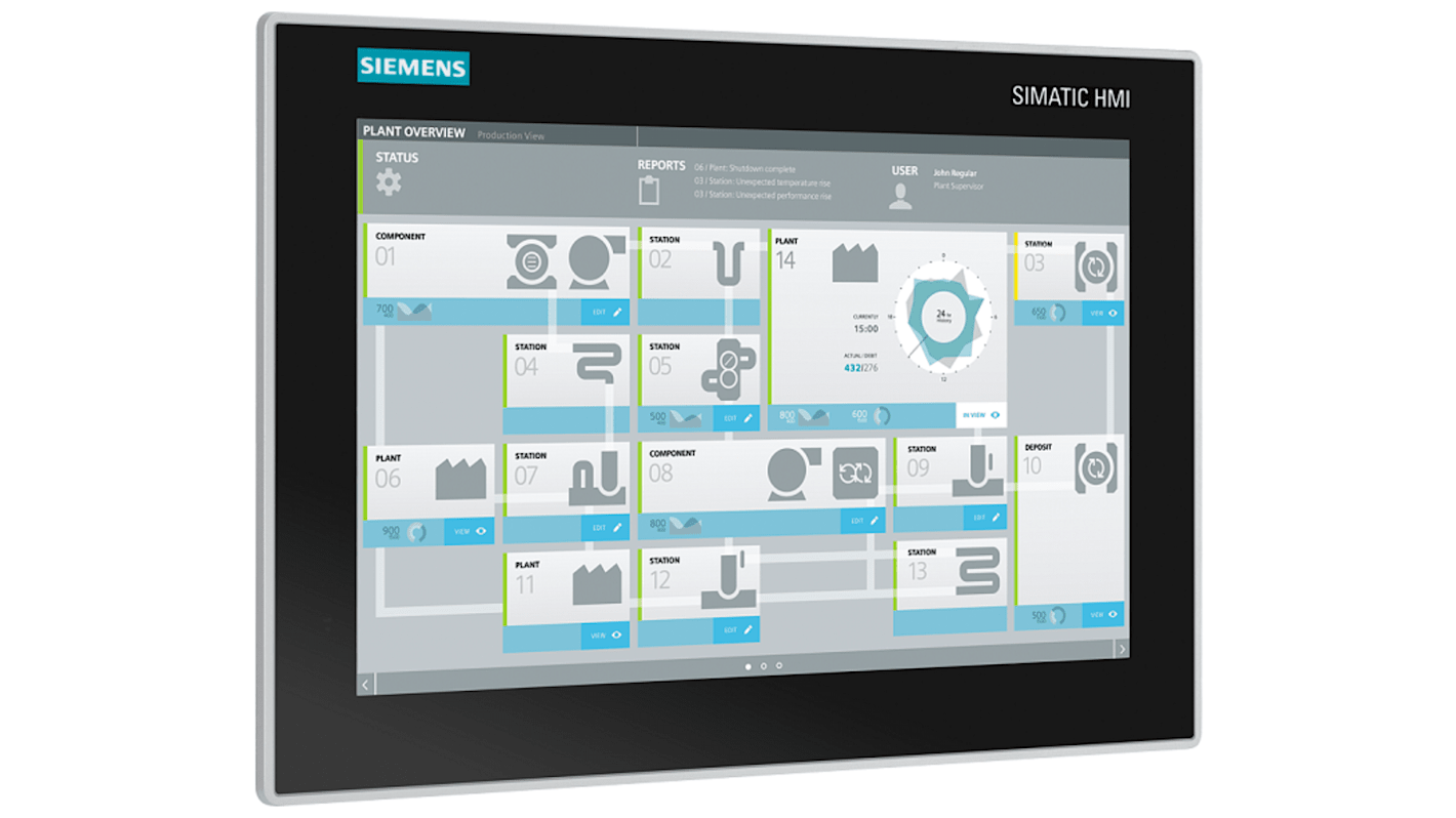 Display HMI touch screen Siemens, 12 poll., serie SIMATIC, display LED