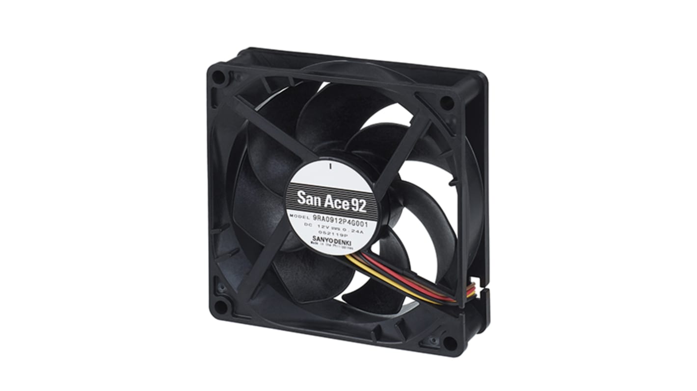 Sanyo Denki Axial Fan, 12 V dc, DC Operation, 2.64W, 220mA Max, 92 x 92 x 25mm