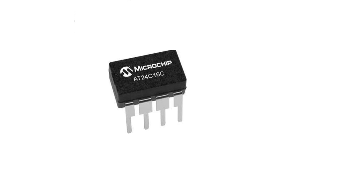 Microchip 16kB EEPROM-Chip, I2C Interface, PDIP, 550ns THT 2K x 8 Bit, 2k x 8-Pin 8bit