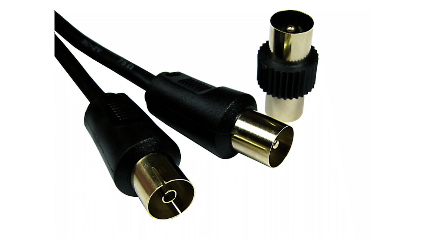 Cavo coassiale RS PRO 3C2V, Connettore per antenna TV / Connettore per antenna TV, col. Nero