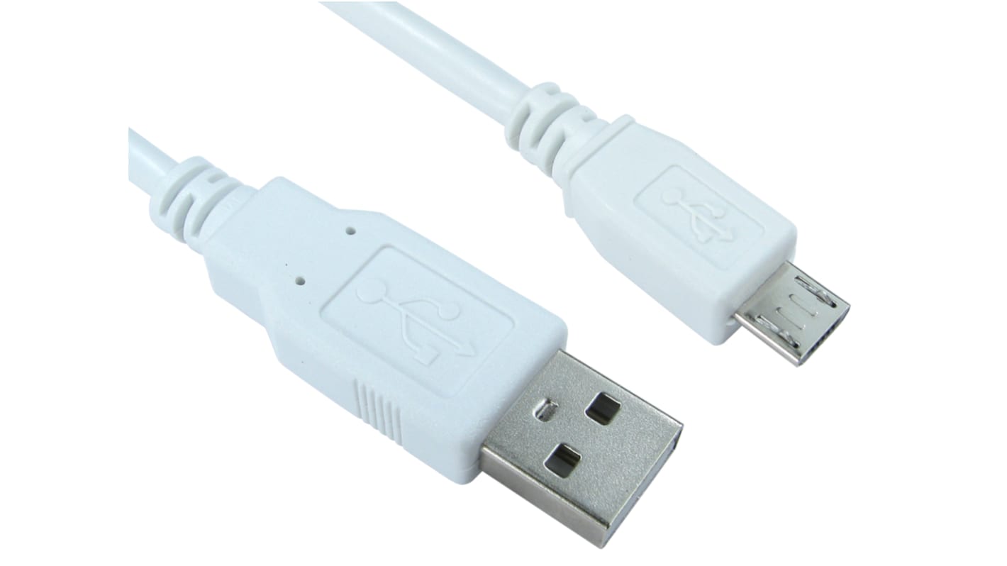 RS PRO USB 2.0, Male USB A to Male Micro USB B, 5m