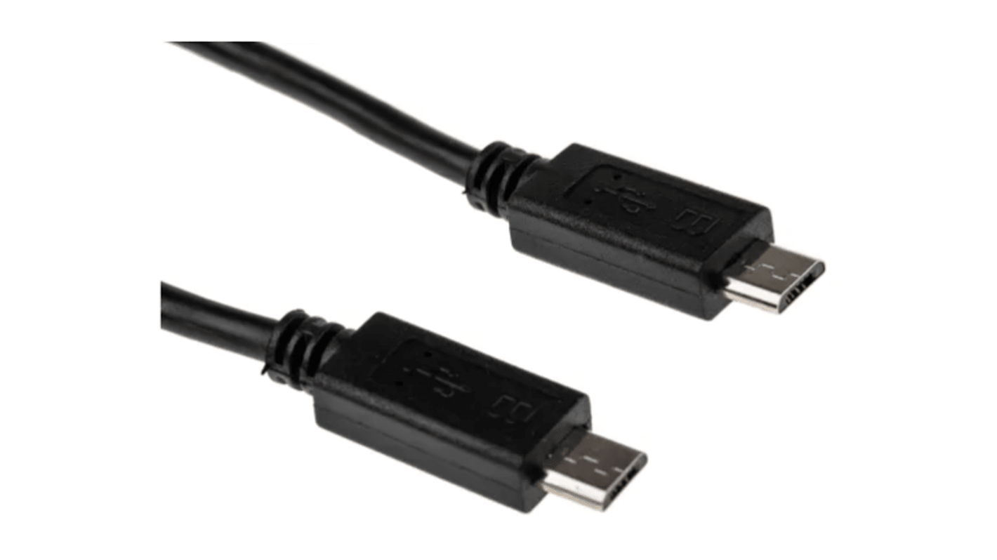RS PRO USB 2.0, Male Micro USB B to Male Micro USB B, 200mm