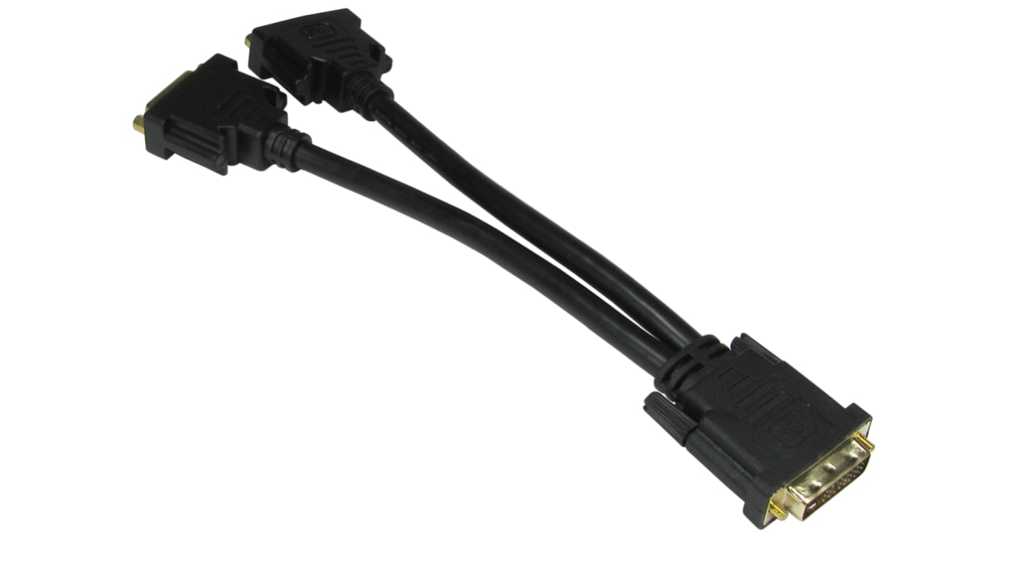 RS PRO, Male DVI-D Dual Link to Female DVI-I Dual Link x 2  Cable, 200mm