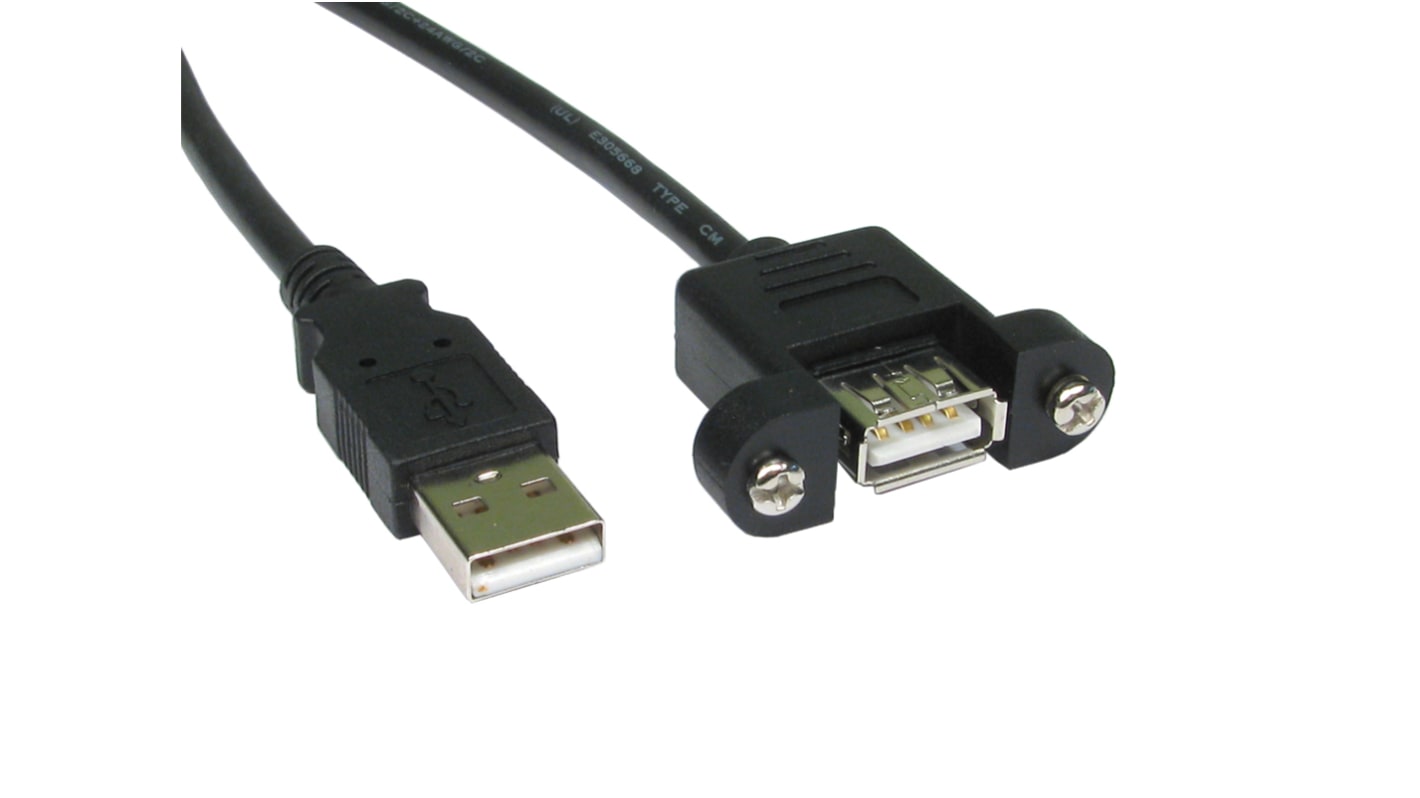 RS PRO USB 2.0, Male USB A to Female USB A, 500mm