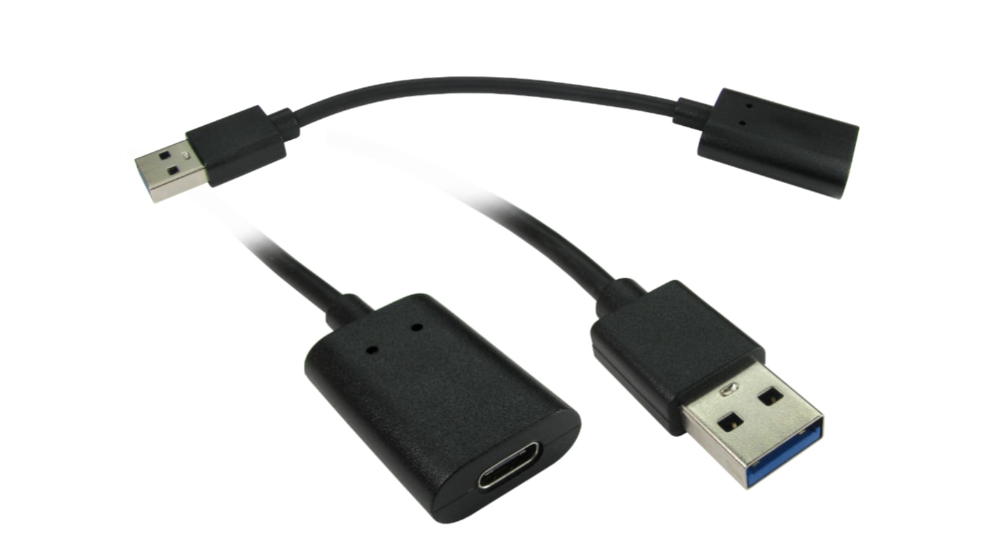 RS PRO USB 3.0 Cable, Female USB C to Male USB A  Cable, 150mm