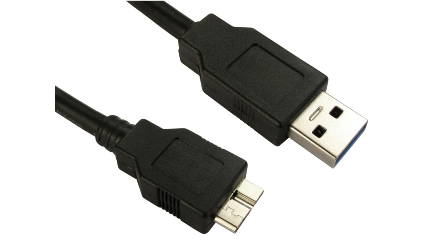 RS PRO USB 3.0, Male USB A to Male Micro USB B, 2m